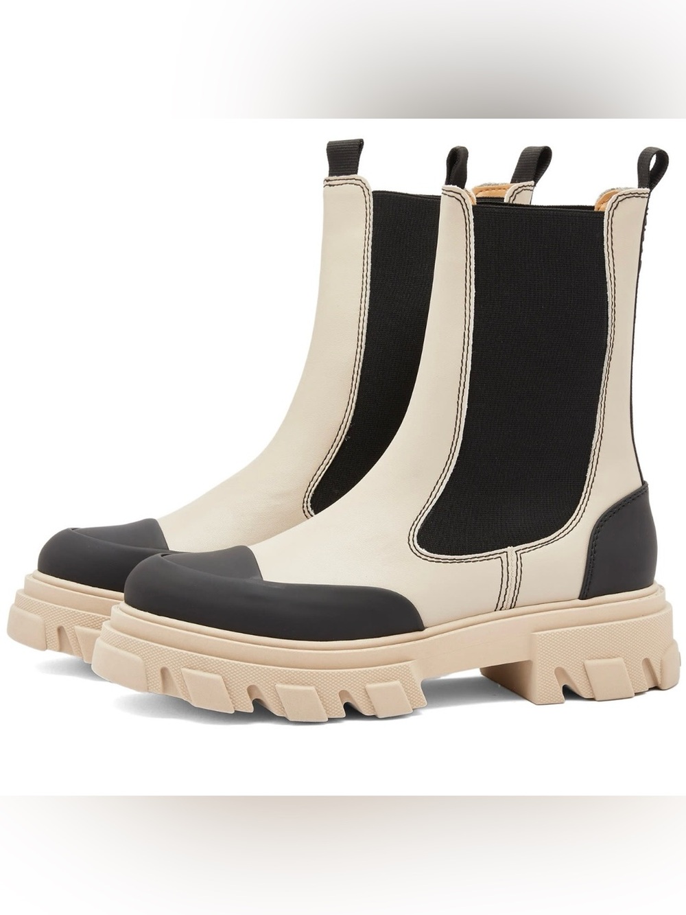 GANNI Taupe Cleated Mid Chelsea Boots
